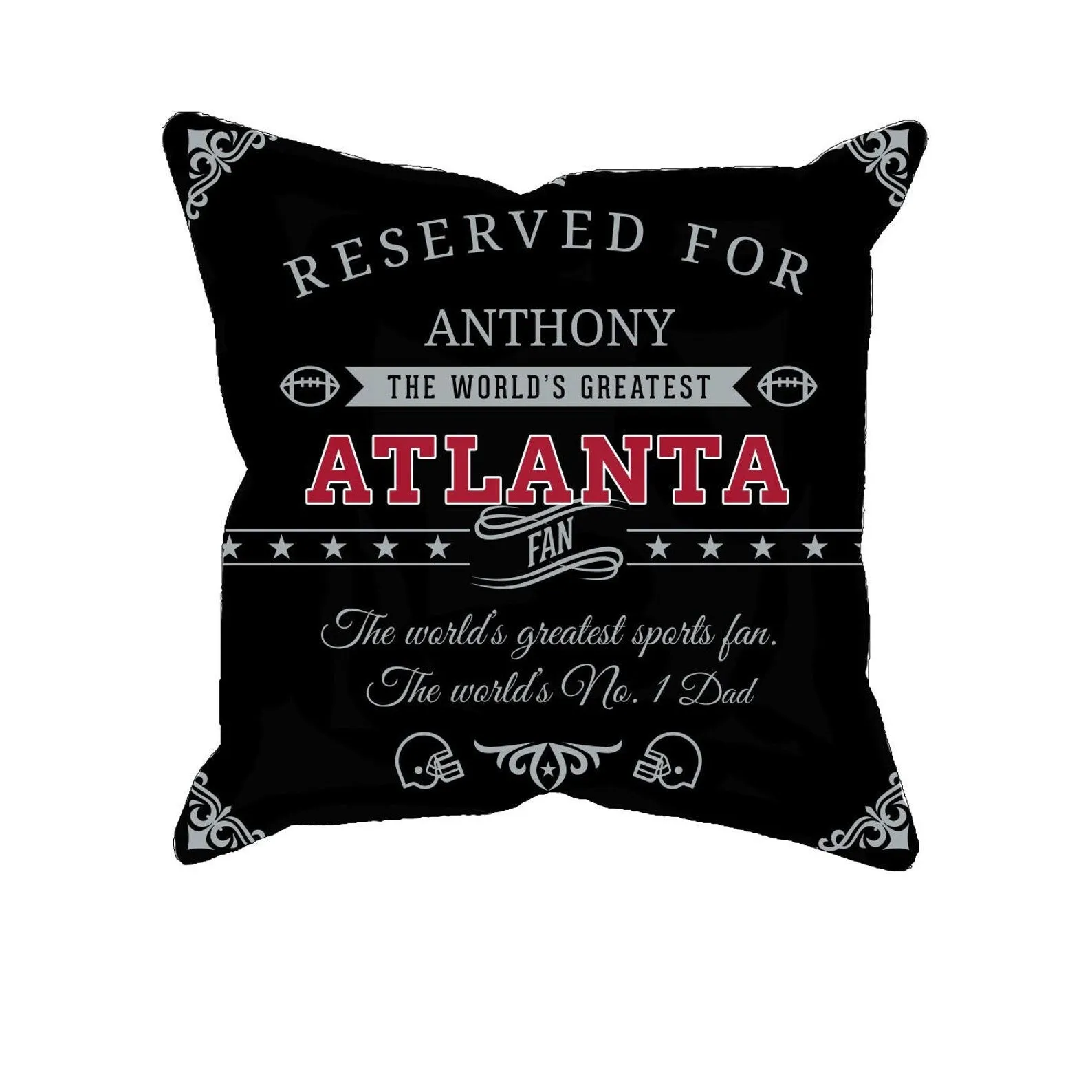 Personalized Atlanta Football Pillow, Unique Custom Gift For American Football Fans, World’s Greatest Fan Pillow