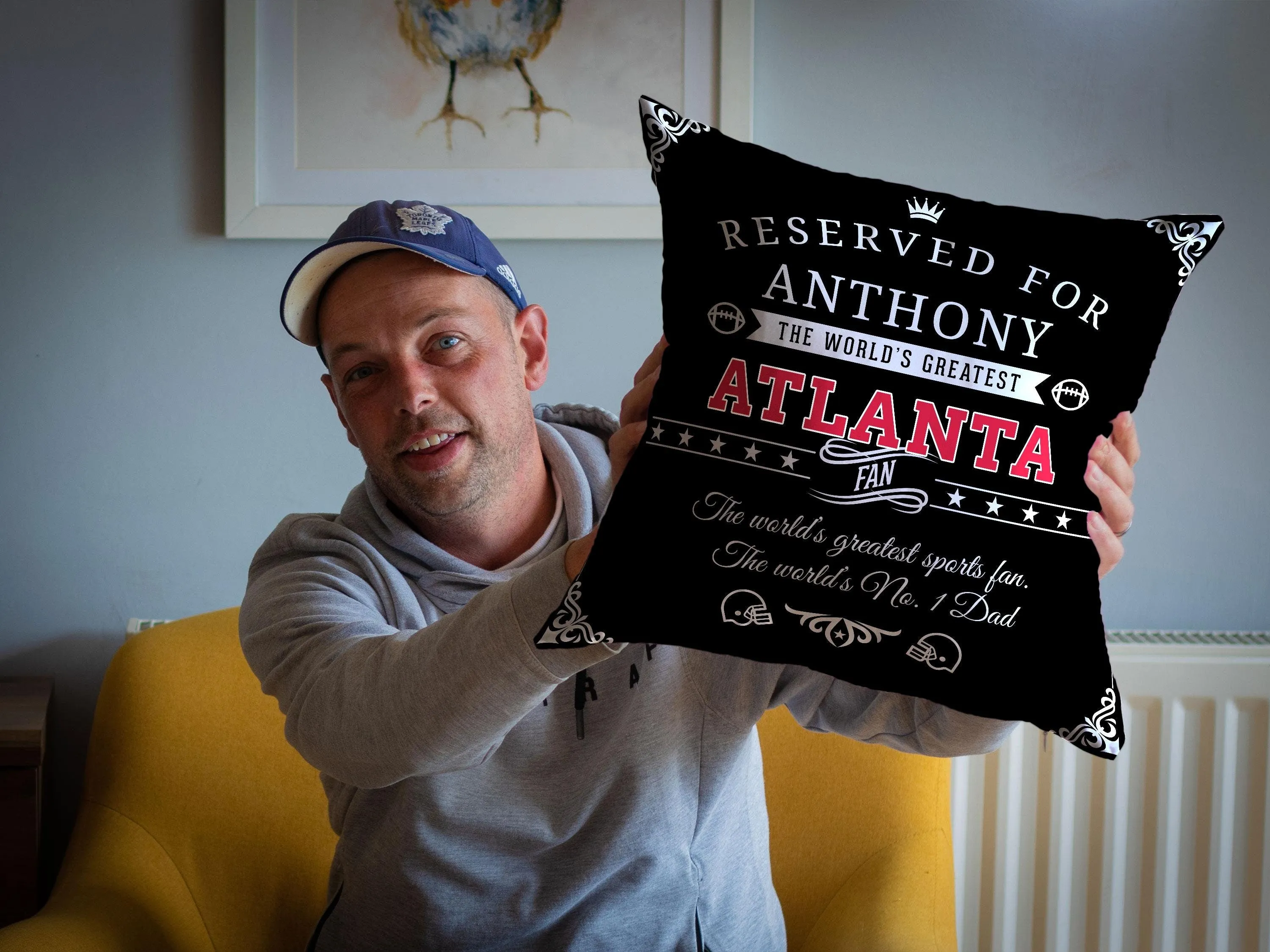 Personalized Atlanta Football Pillow, Unique Custom Gift For American Football Fans, World’s Greatest Fan Pillow