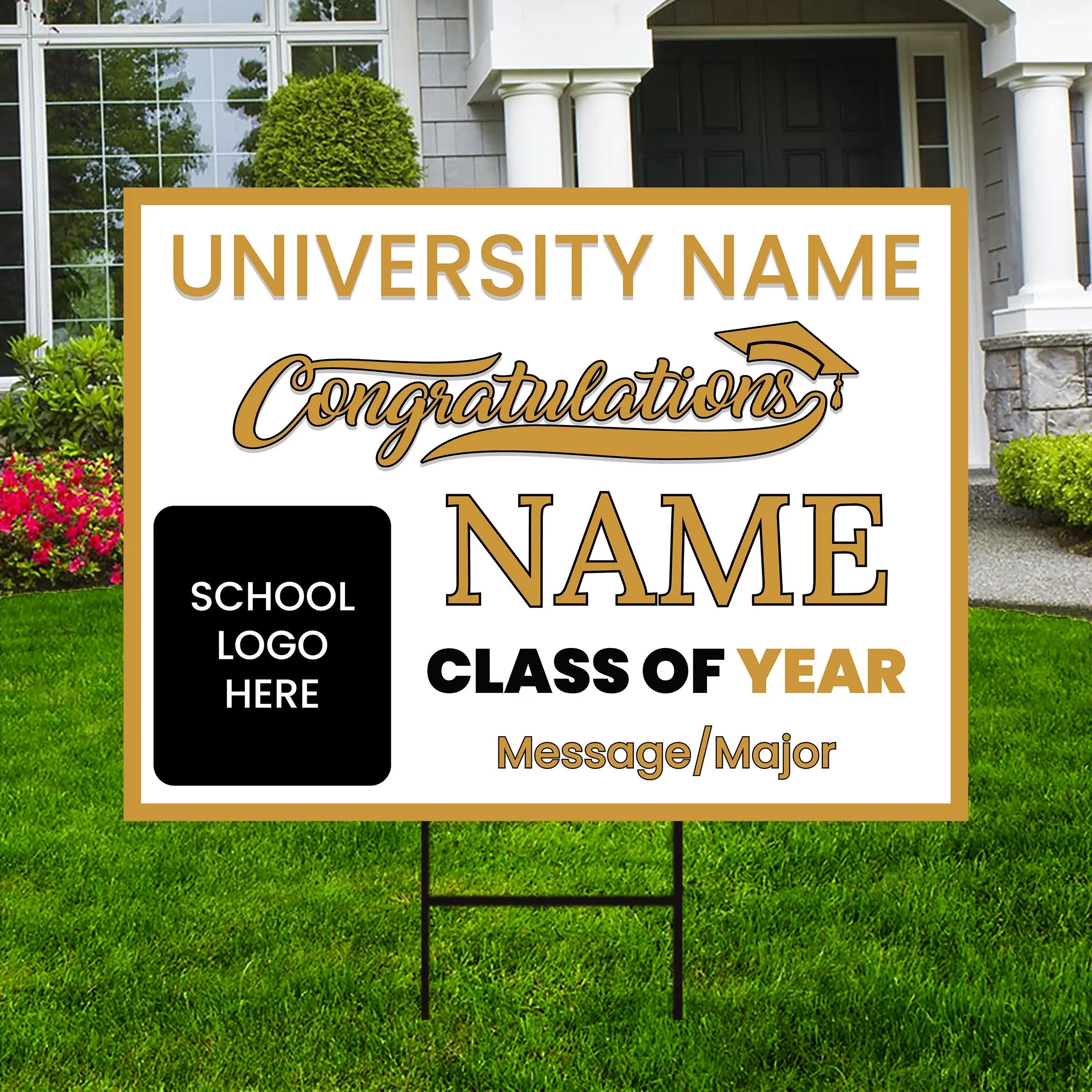 Personalized Graduation Yard Sign 2025, College Graduation Sign, Class of 2025, Custom High School Graduation Yard Sign with Metal H-Stake
