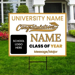 Personalized Graduation Yard Sign 2025, College Graduation Sign, Class of 2025, Custom High School Graduation Yard Sign with Metal H-Stake
