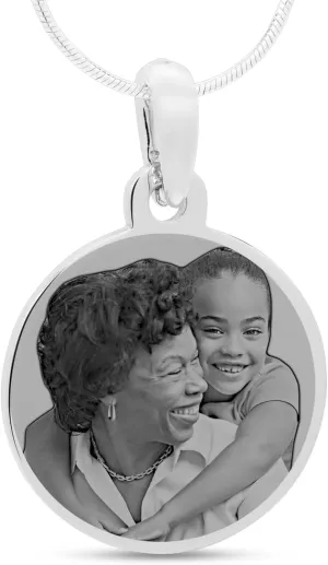 Personalized Photo Engraved Round Pendant with 20" chain