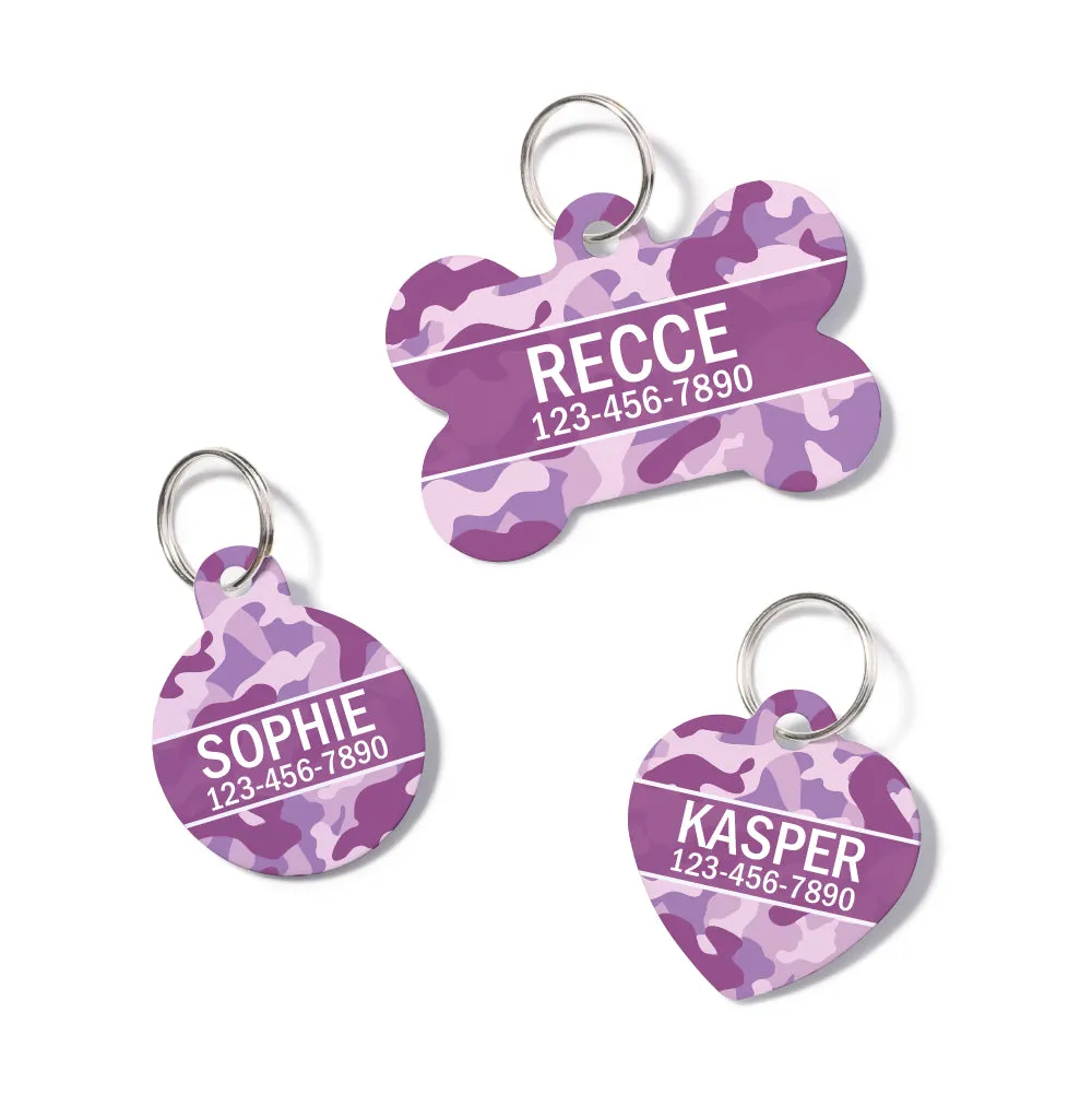 Personalized Purple Camo Pet ID Tag