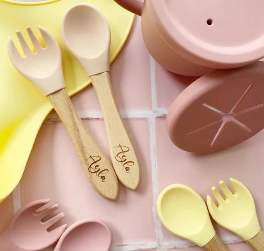 Personalized Silicone baby bowl and spoon set