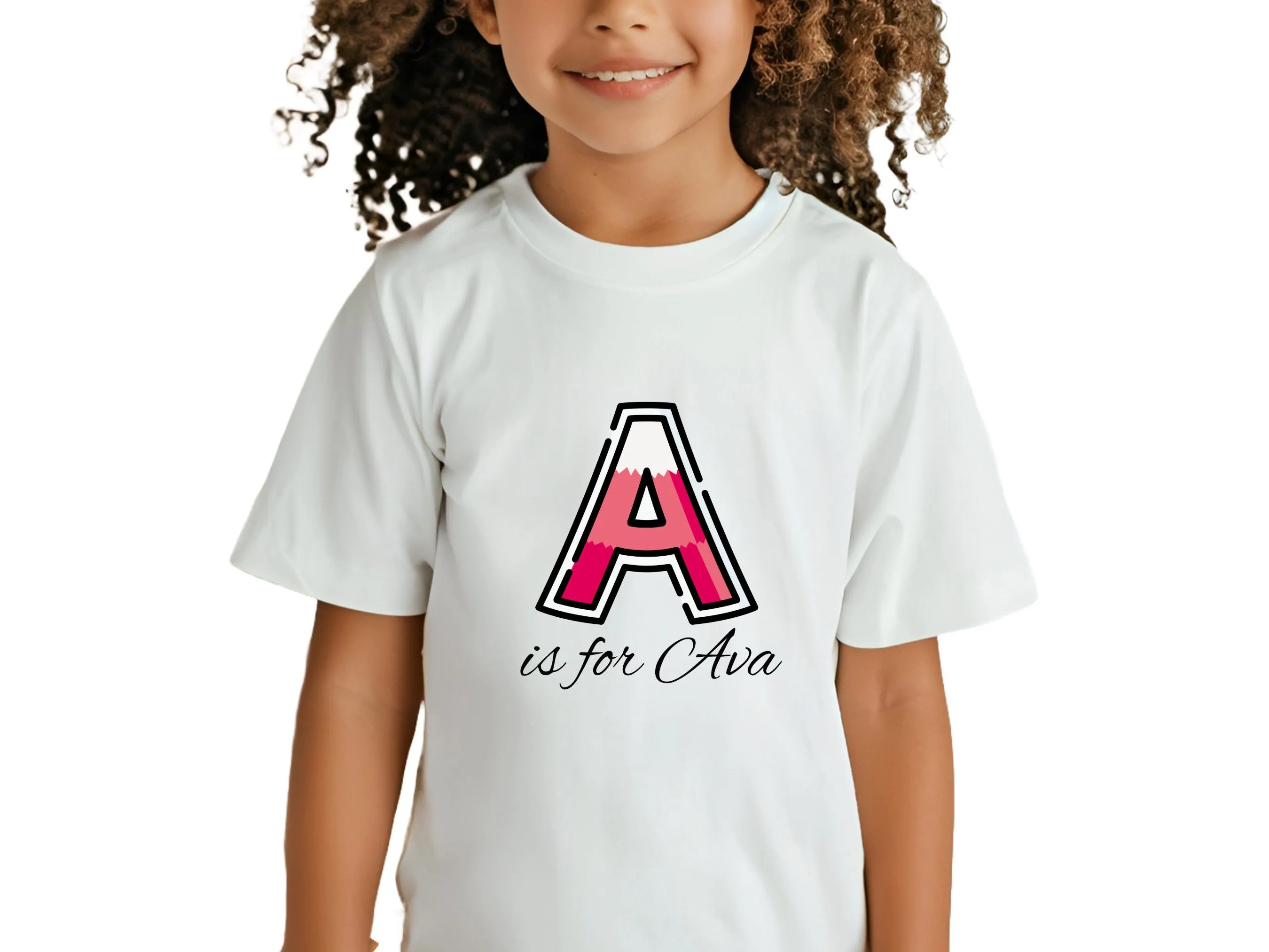 Personalized Toddler Shirt Gift for Birthday Girl with Letter A On Shirt