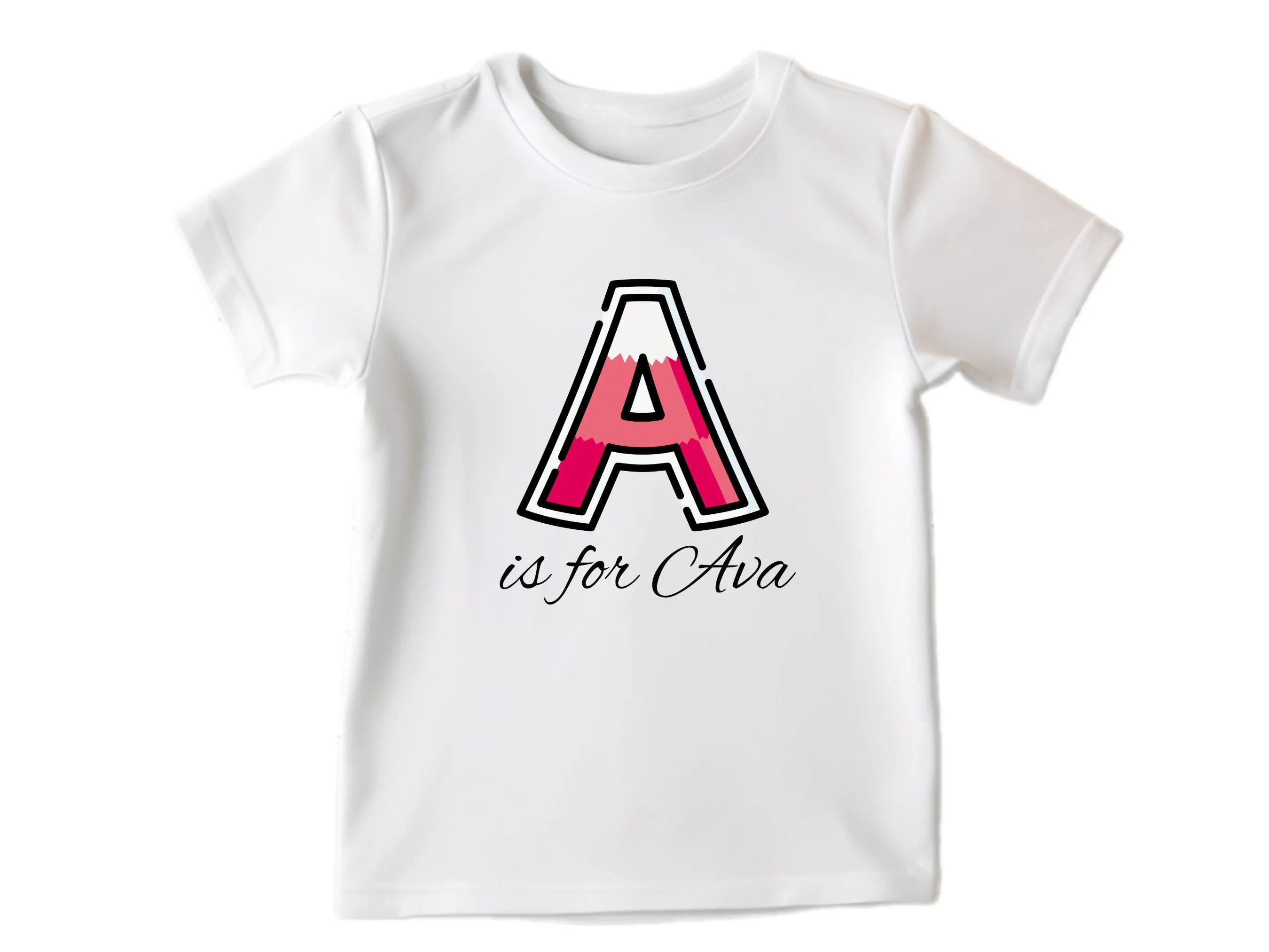 Personalized Toddler Shirt Gift for Birthday Girl with Letter A On Shirt