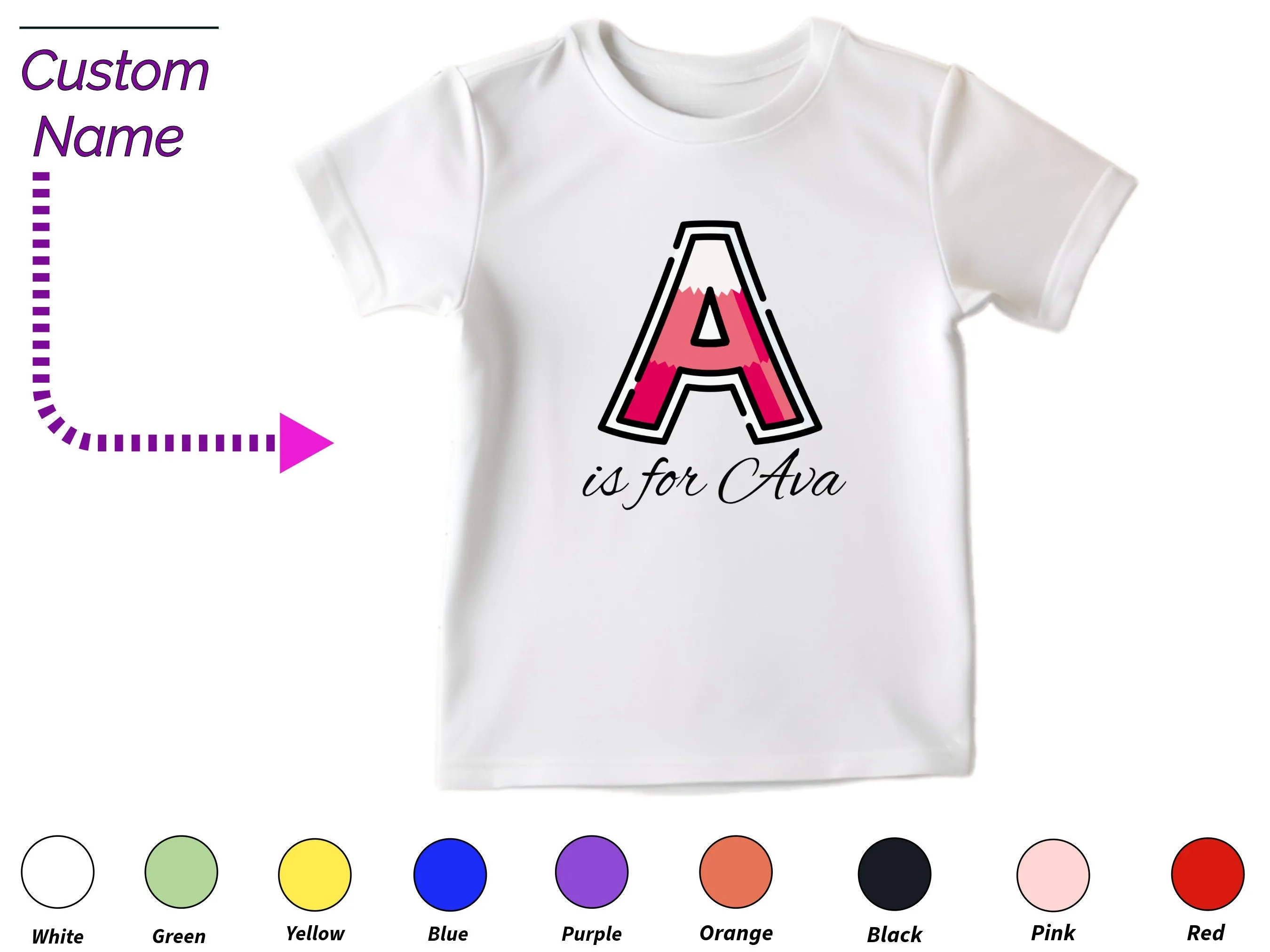 Personalized Toddler Shirt Gift for Birthday Girl with Letter A On Shirt