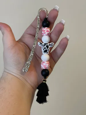 Pink & Black Cow Print Bookmark