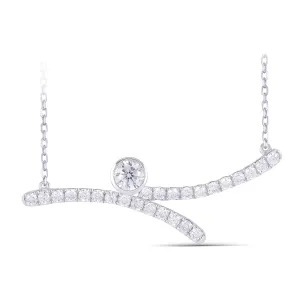Platinum Plated Silver Moissanite Necklace 1.3ct Total