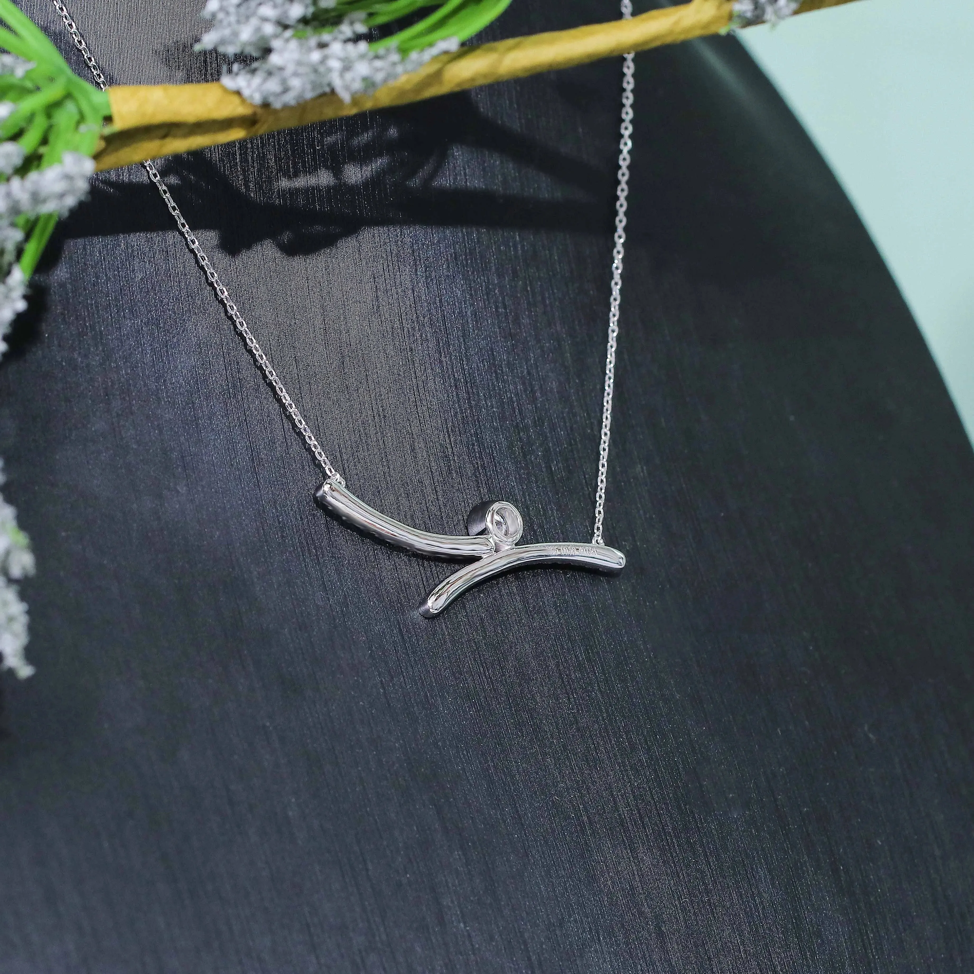 Platinum Plated Silver Moissanite Necklace 1.3ct Total