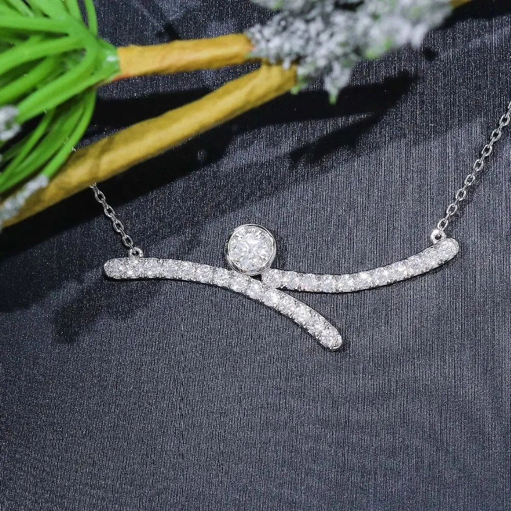 Platinum Plated Silver Moissanite Necklace 1.3ct Total