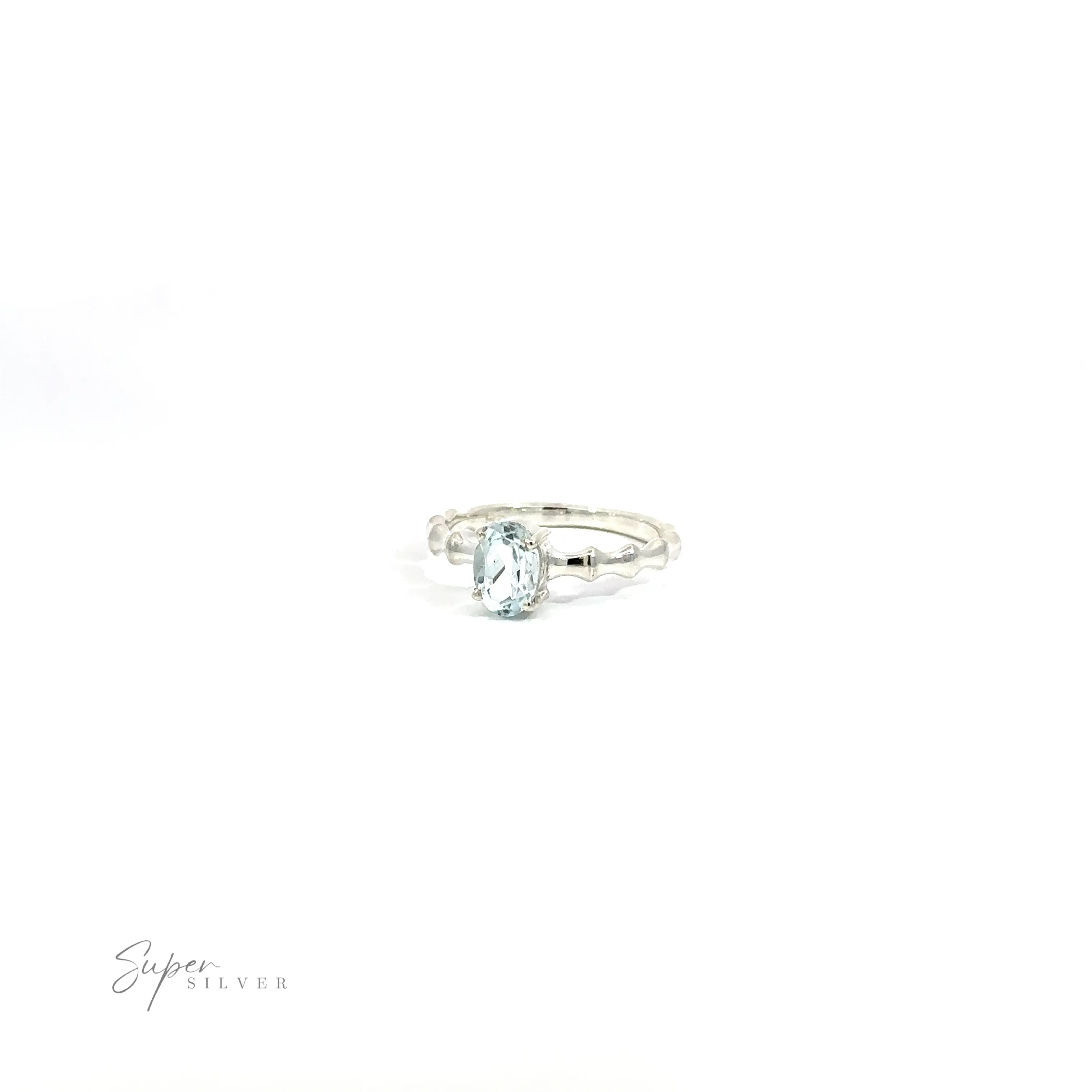 Pronged Oval Gemstone Ring with Textured Band