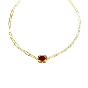 Red Paper Cz Necklace