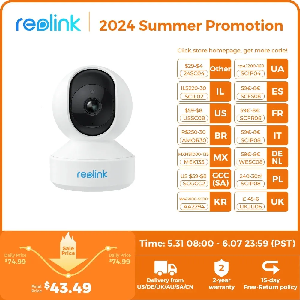 Reolink E1 Series 2K 4MP WiFi Camera Pan&Tilt 2-Way Audio Baby Monitor Indoor Cam AI Detection Home Video Surveillance Cameras