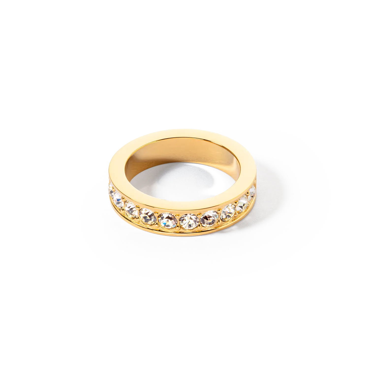 Ring stainless steel & crystals gold crystal