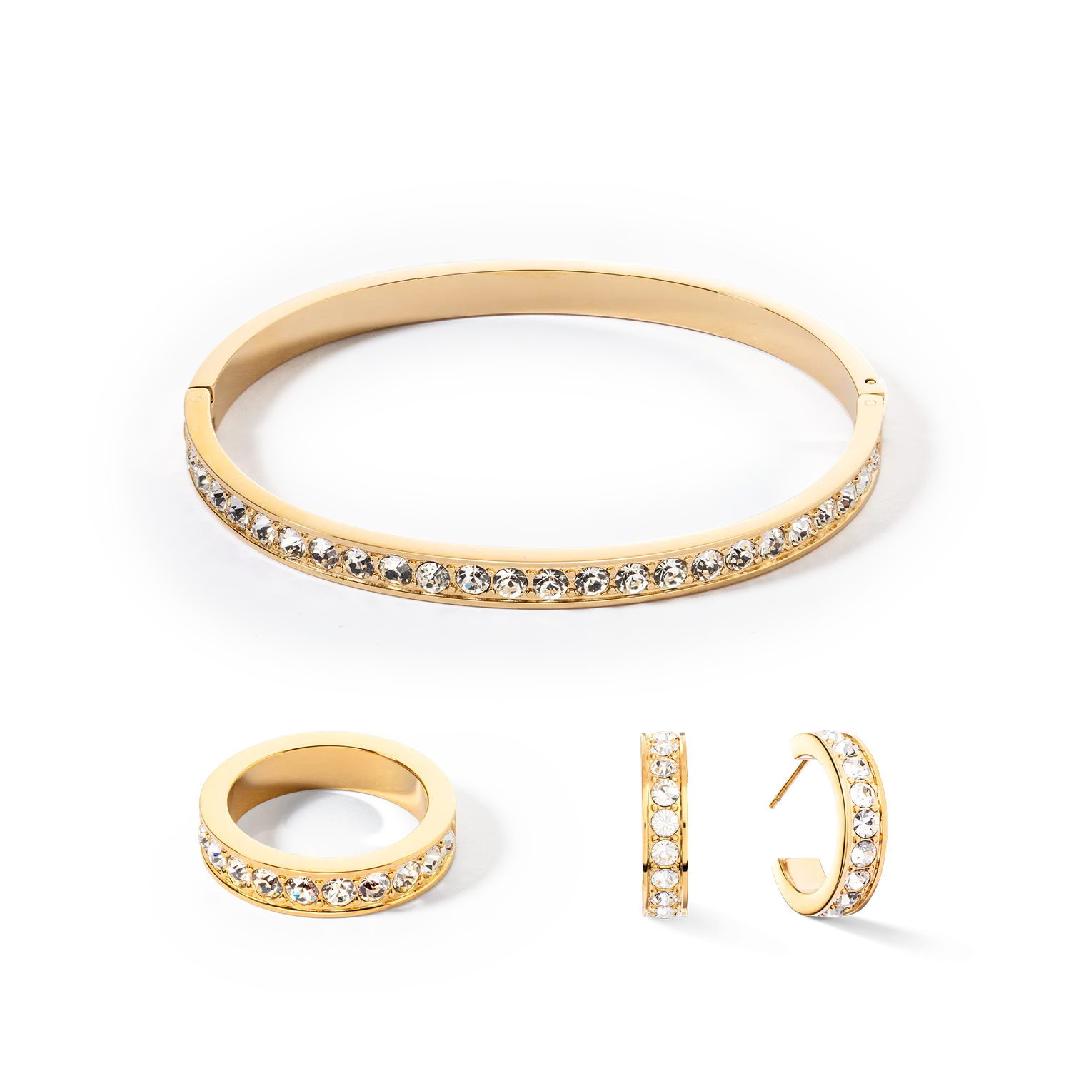 Ring stainless steel & crystals gold crystal