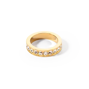 Ring stainless steel & crystals gold crystal