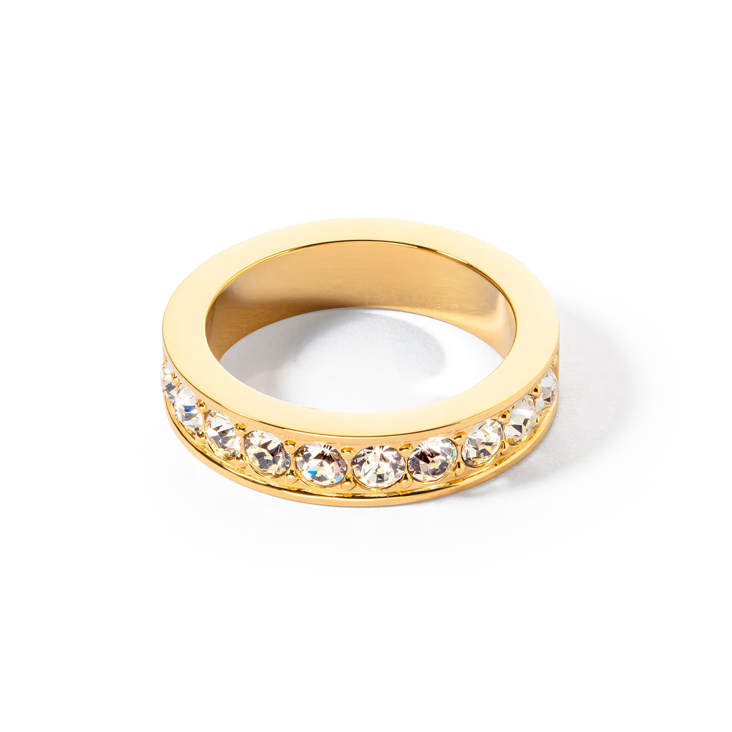 Ring stainless steel & crystals gold crystal