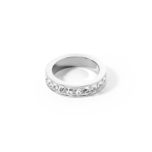 Ring stainless steel & crystals silver crystal