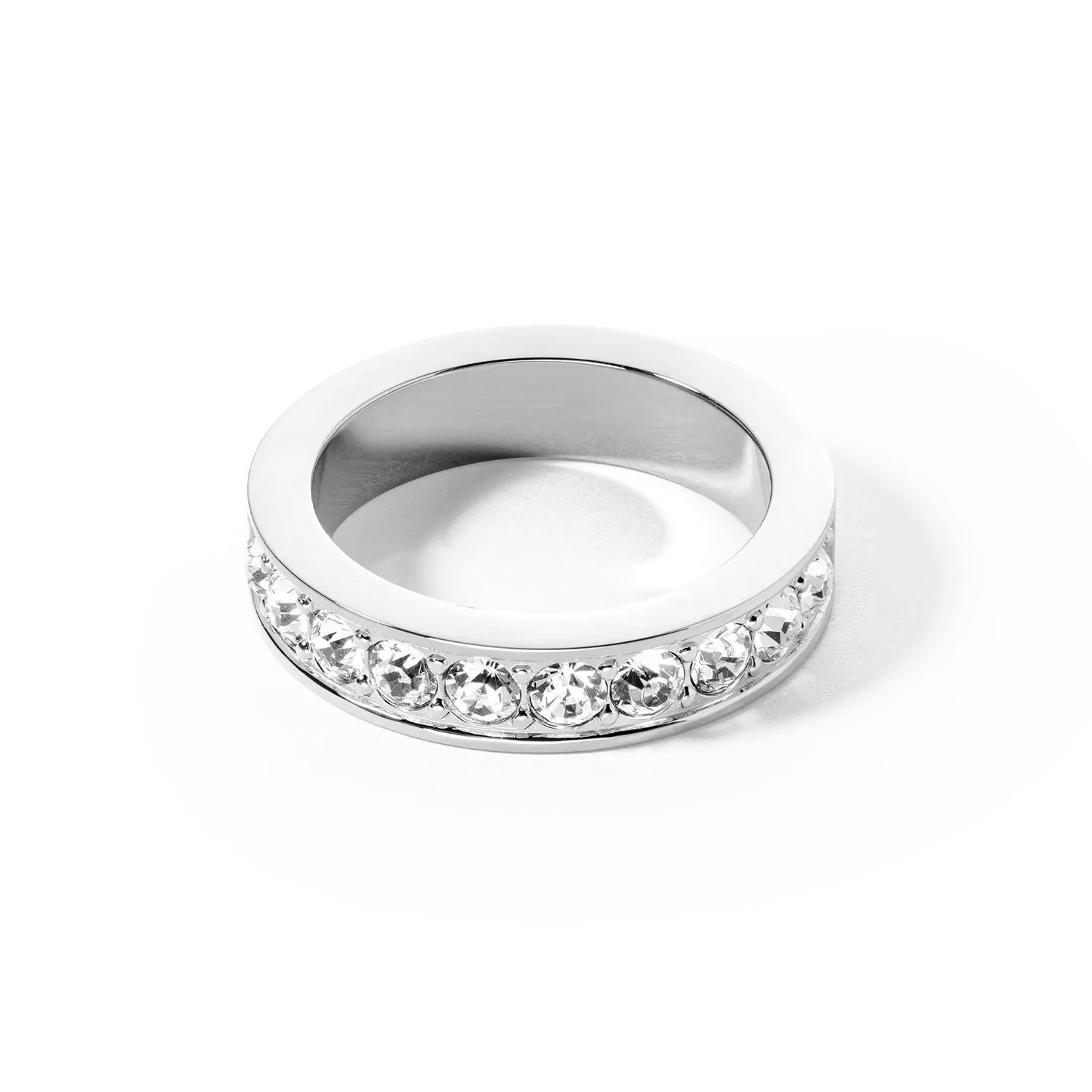 Ring stainless steel & crystals silver crystal