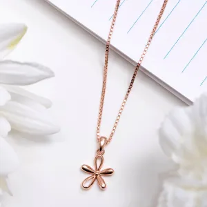 Rose Petal Sparkle Rose Gold Plated 925 Sterling Silver Pendant