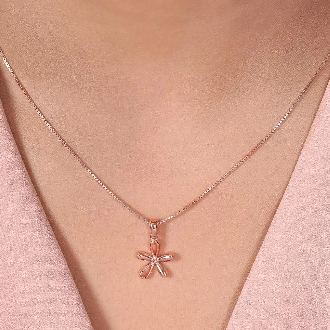 Rose Petal Sparkle Rose Gold Plated 925 Sterling Silver Pendant
