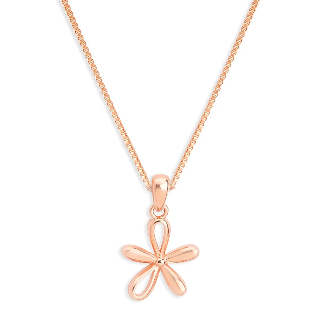 Rose Petal Sparkle Rose Gold Plated 925 Sterling Silver Pendant
