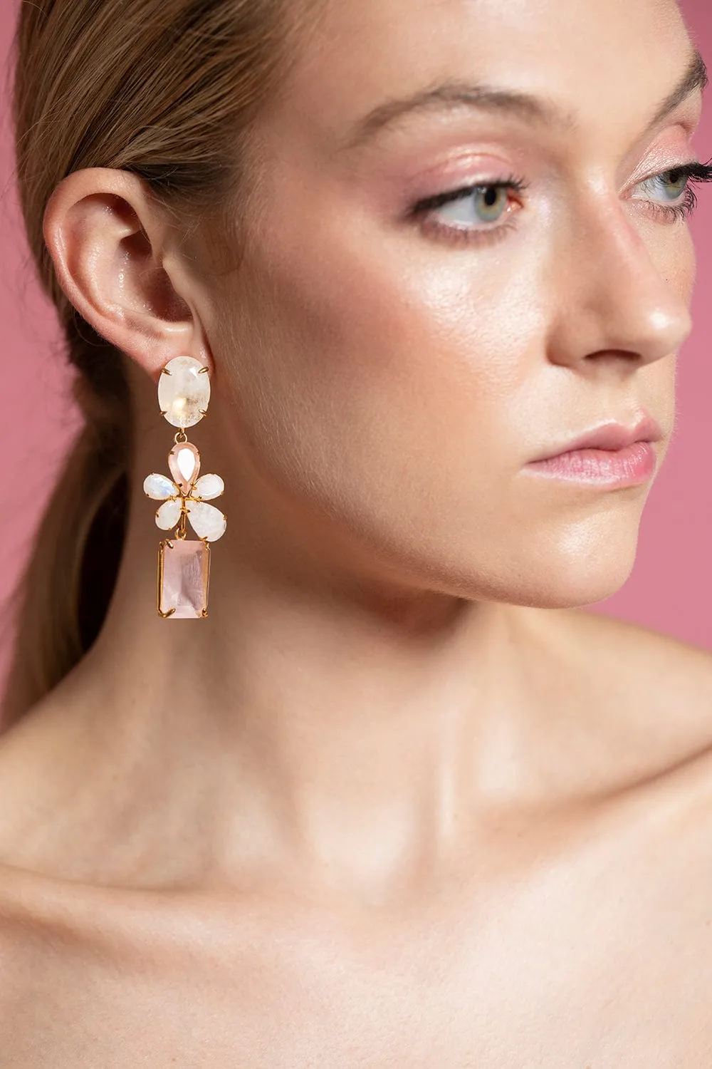 Rose Quartz and Moonstone Earrings