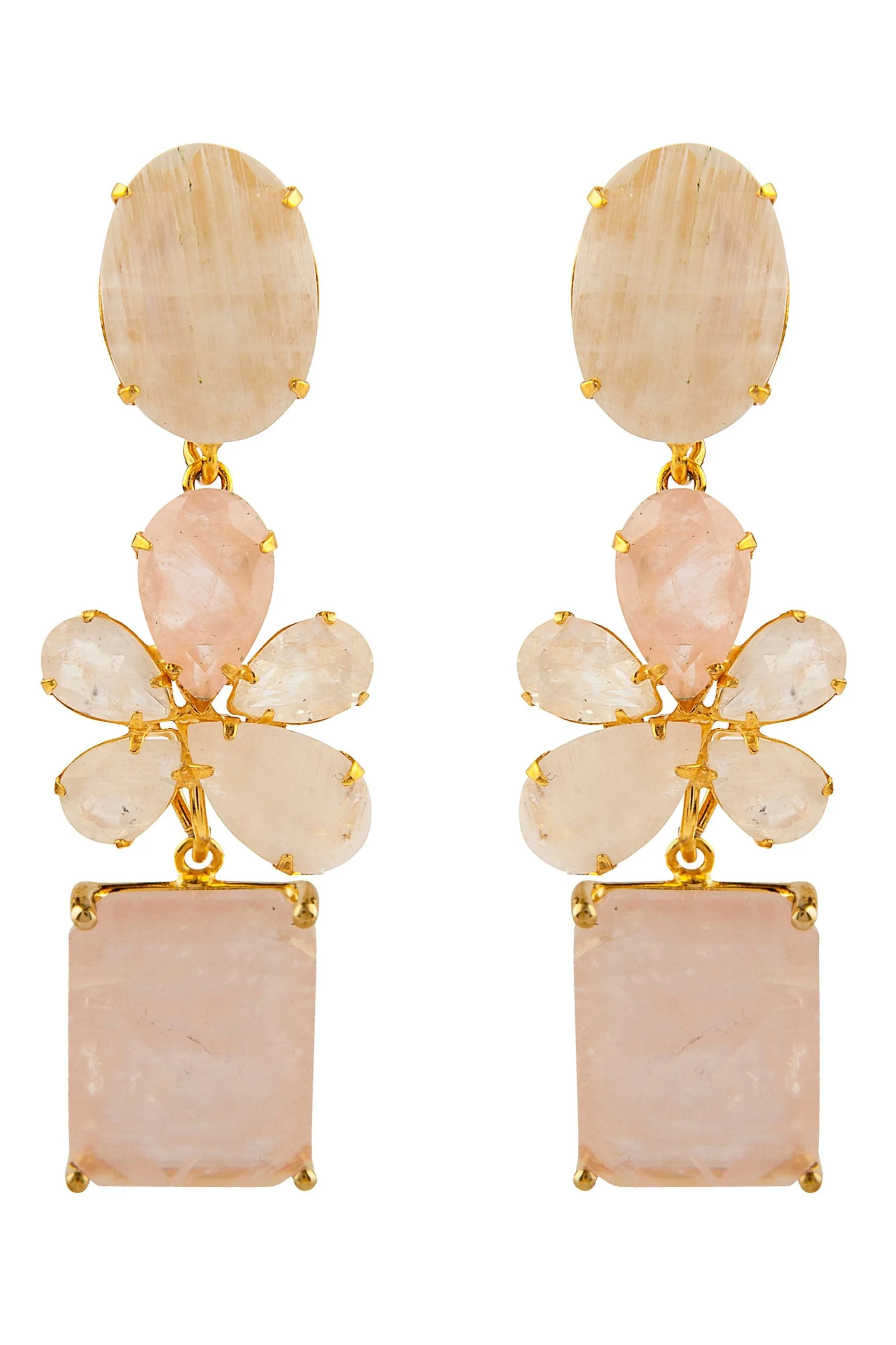 Rose Quartz and Moonstone Earrings