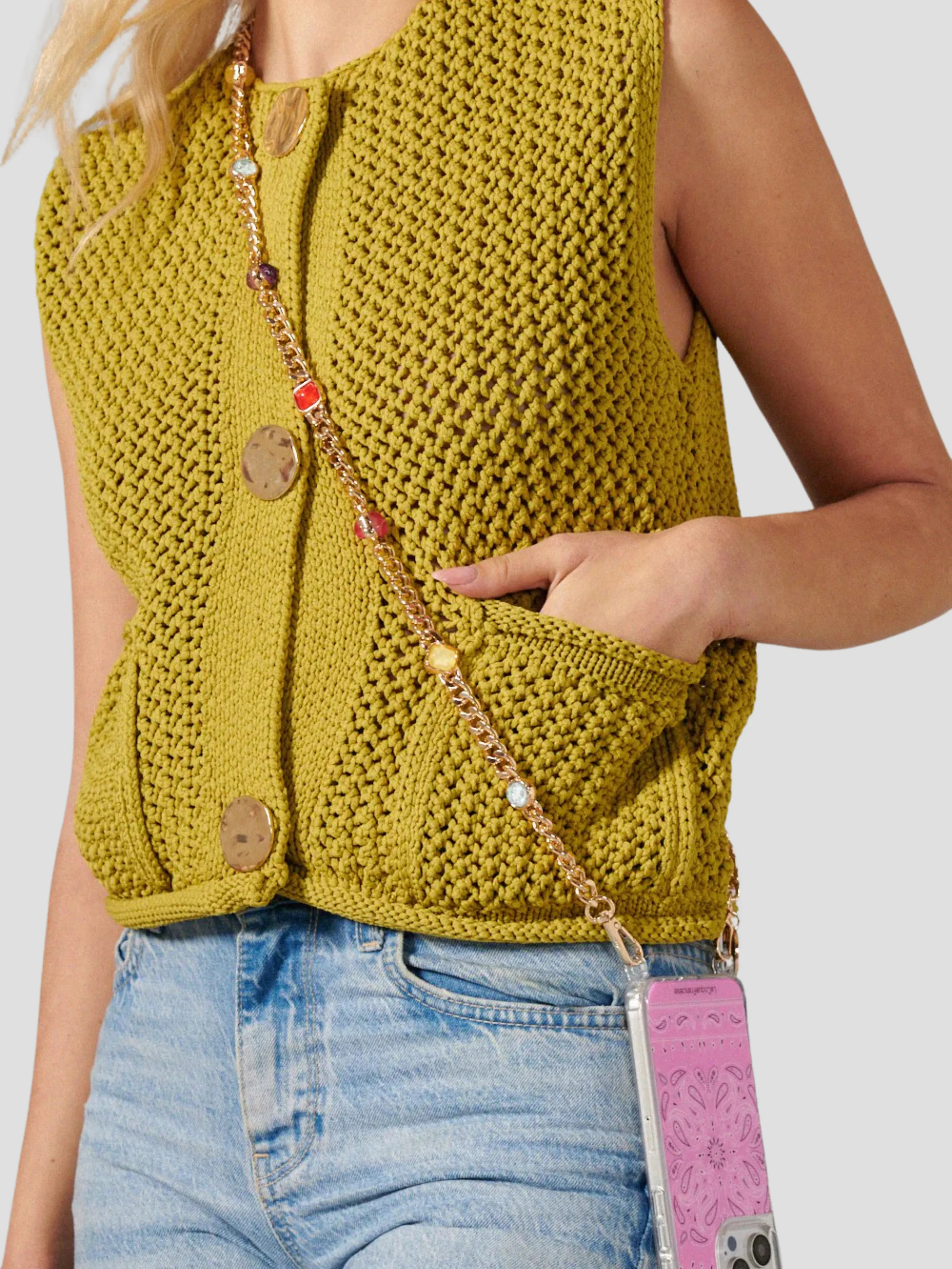 Ruby 47" Gemstone Phone Chain