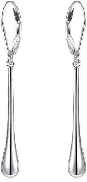 S925 Sterling Silver Vertical Dangle Drop Earrings Gifts for Women Men