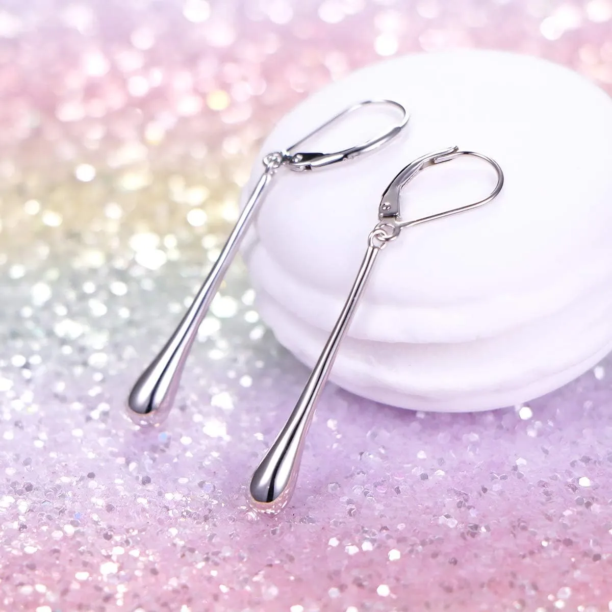 S925 Sterling Silver Vertical Dangle Drop Earrings Gifts for Women Men