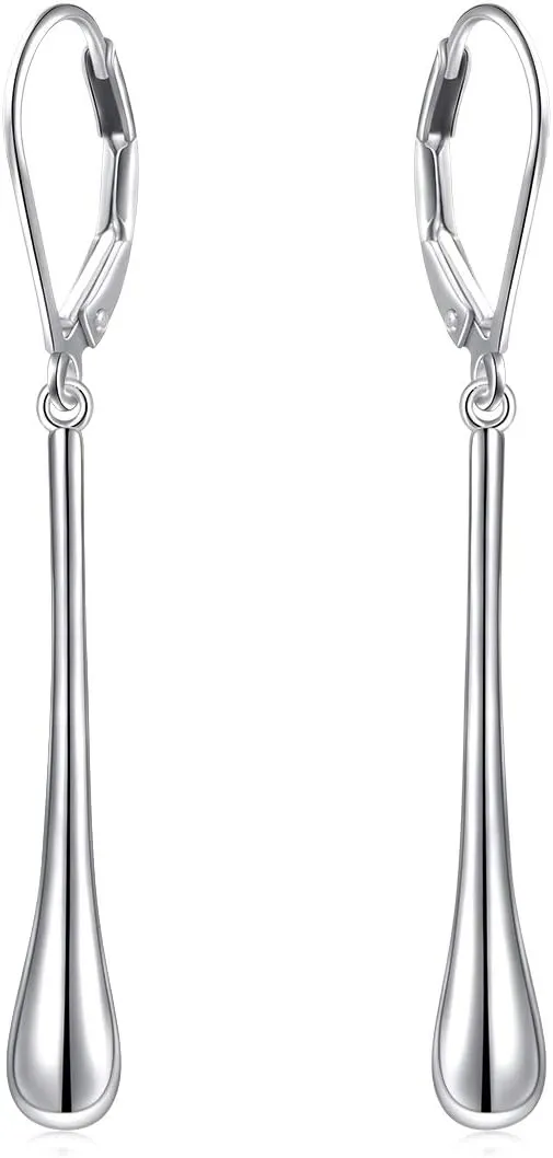 S925 Sterling Silver Vertical Dangle Drop Earrings Gifts for Women Men
