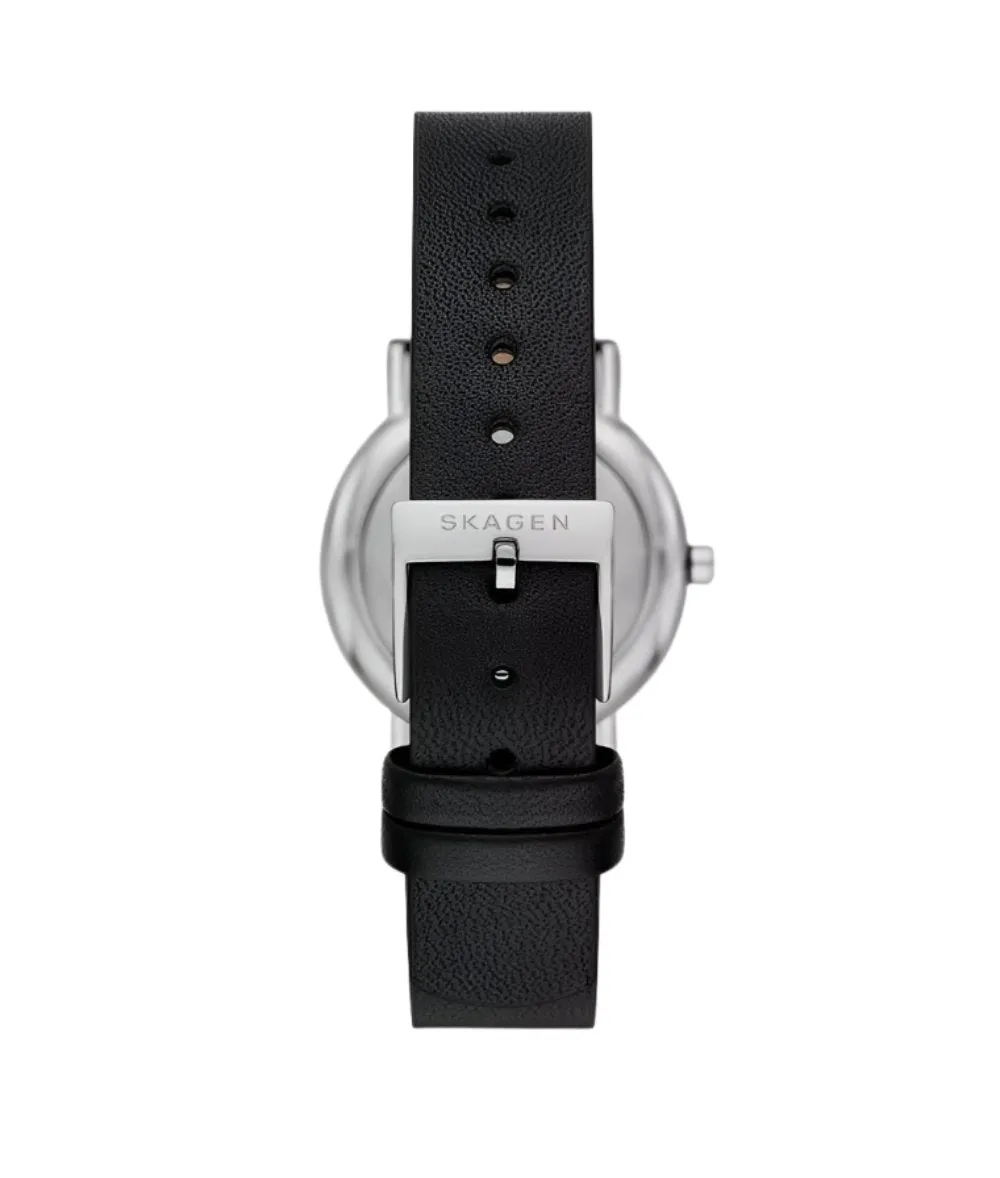 Skagen Signatur Lille Black Leather White Dial Watch SKW3120