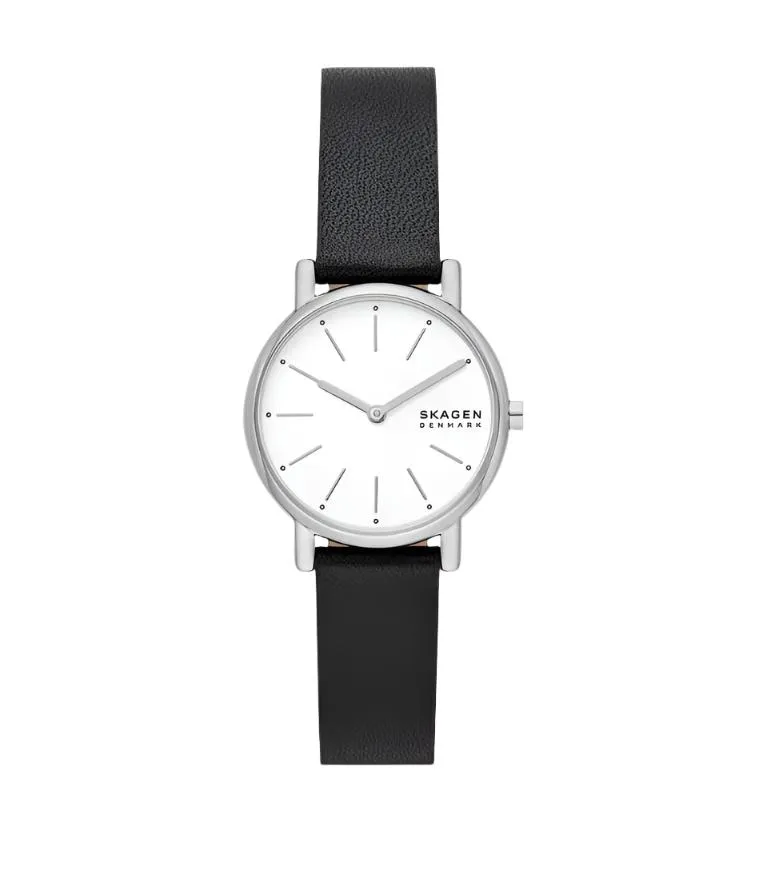 Skagen Signatur Lille Black Leather White Dial Watch SKW3120