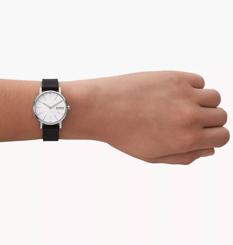 Skagen Signatur Lille Black Leather White Dial Watch SKW3120