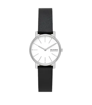 Skagen Signatur Lille Black Leather White Dial Watch SKW3120