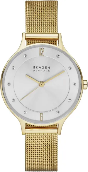 Skagen Women's Anita Lille Three-Hand Gold Stainless Steel Mesh Band Watch (Model: SKW2150)