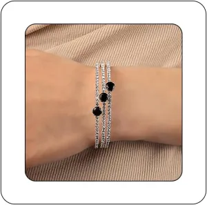 Sparkly Rhinestone Cuff Bangle Bracelet for Women Layered Crystal Half Open Cuff Tennis Wrist Bracelet Bridal Wedding Bracelet Jewelry