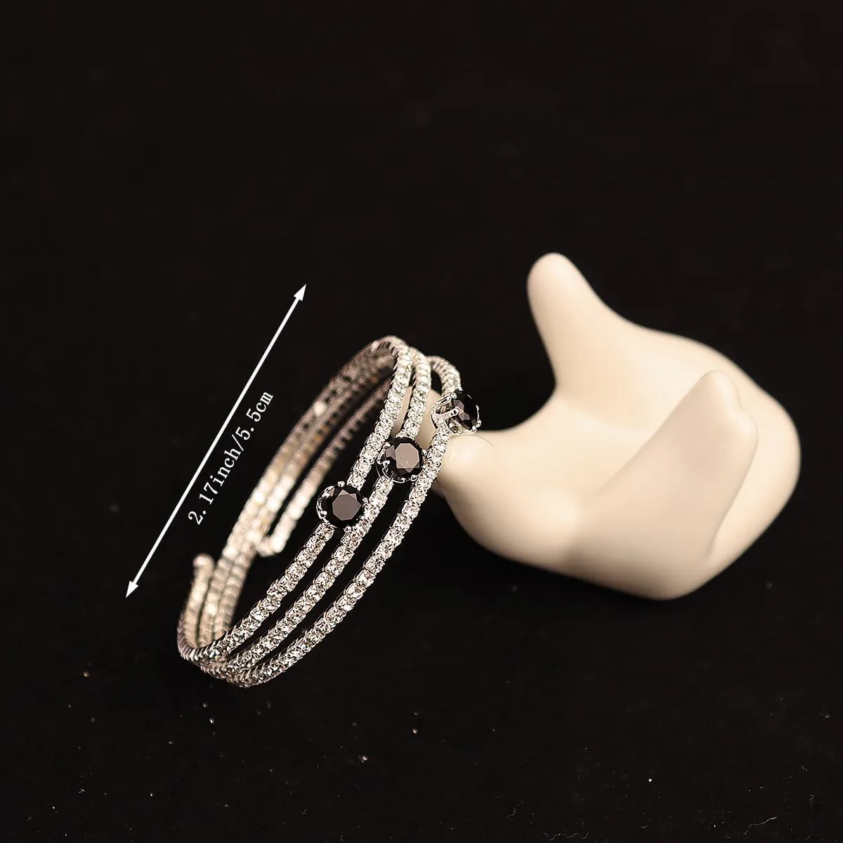 Sparkly Rhinestone Cuff Bangle Bracelet for Women Layered Crystal Half Open Cuff Tennis Wrist Bracelet Bridal Wedding Bracelet Jewelry