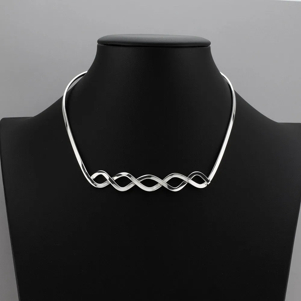 Sterling Silver Intertwoven Choker Necklace