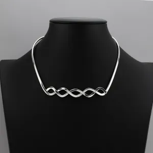 Sterling Silver Intertwoven Choker Necklace