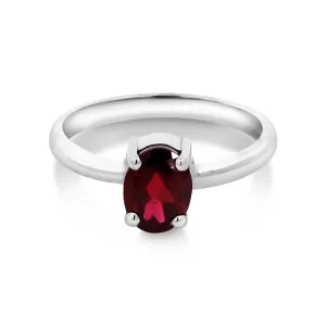 Sterling Silver Oval Rhodolite Garnet Claw Set Ring