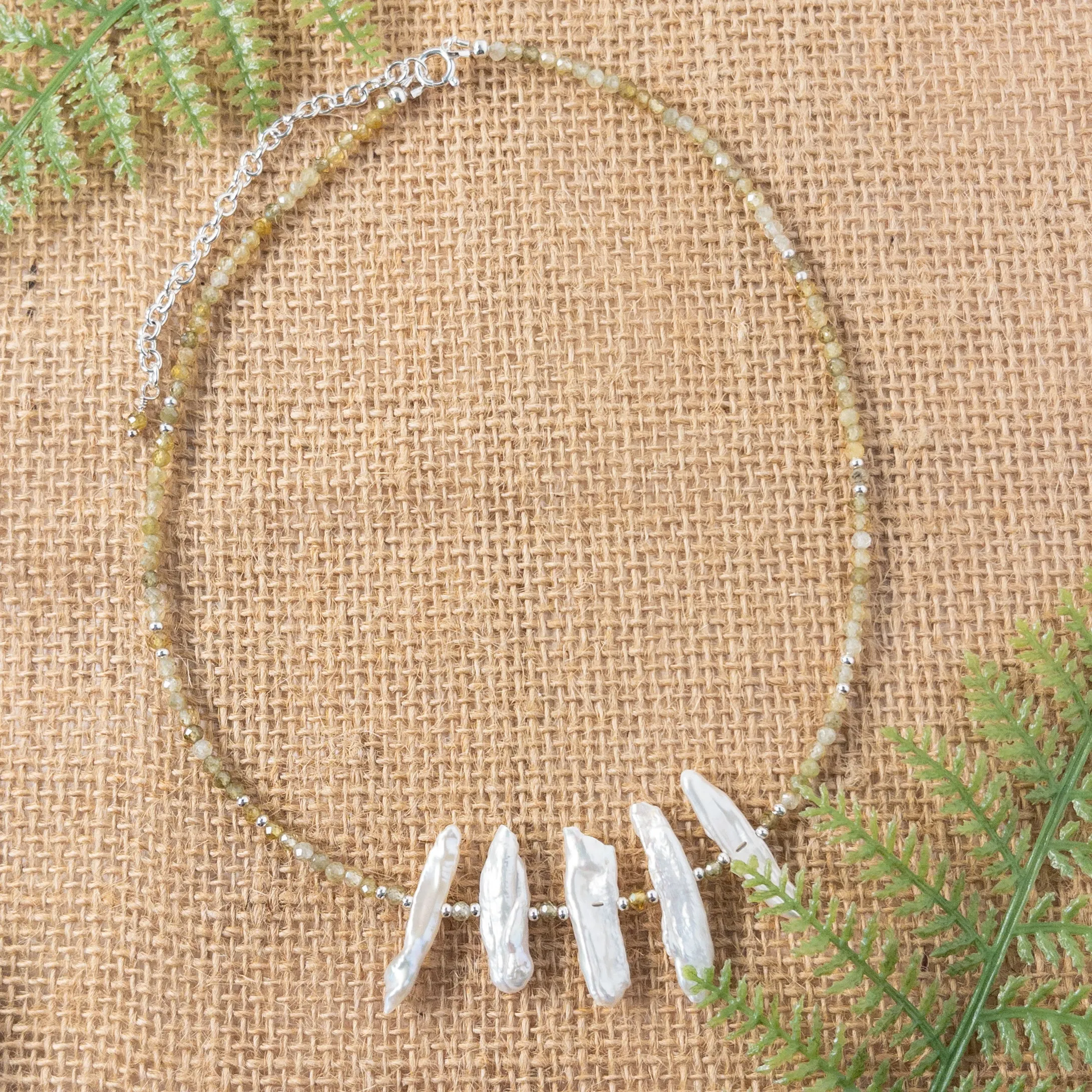 Stick Pearl and Gemstone Necklace