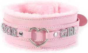 Succuba Handmade Fluffy Heart Rhinestone Heart Ring Pu Leather Choker Collar For Women, Handmade Punk Gothic Letter Necklace Adjustable Fashion Jewerly