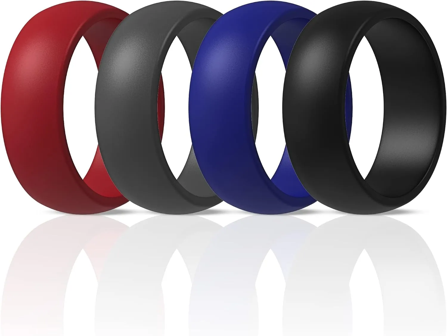 ThunderFit Silicone Wedding Rings for Men, 4 Rubber Engagement Bands 8.7mm Wide 2mm Thick
