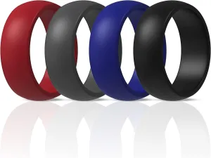 ThunderFit Silicone Wedding Rings for Men, 4 Rubber Engagement Bands 8.7mm Wide 2mm Thick