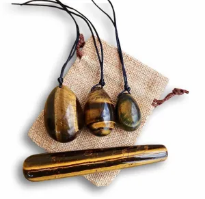 Tiger Eye Yoni Eggs Set and Massage Wand