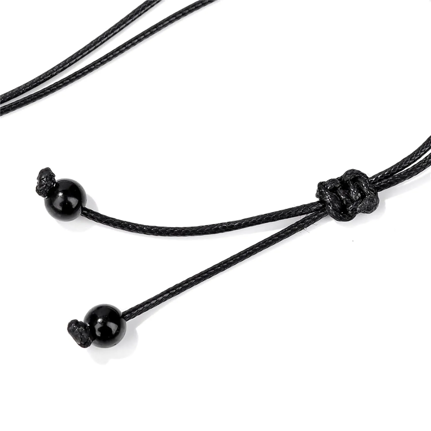 Tigers Eye Necklace for Men Natural Stone Necklace Adjustable Black Rope Tiger Eye Pendant Spiritual Energy Crystals and Healing Stones Necklace Protection Necklace Gifts for Men Women