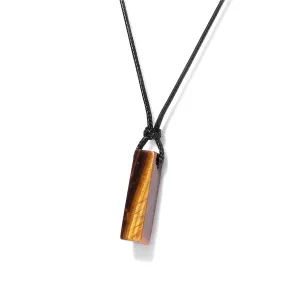 Tigers Eye Necklace for Men Natural Stone Necklace Adjustable Black Rope Tiger Eye Pendant Spiritual Energy Crystals and Healing Stones Necklace Protection Necklace Gifts for Men Women