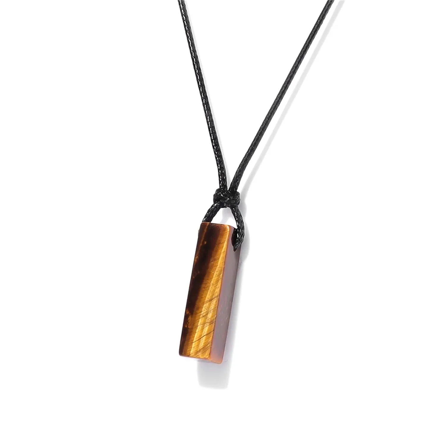 Tigers Eye Necklace for Men Natural Stone Necklace Adjustable Black Rope Tiger Eye Pendant Spiritual Energy Crystals and Healing Stones Necklace Protection Necklace Gifts for Men Women